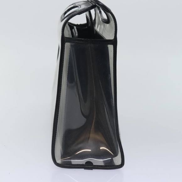 GUCCI Hand Bag Vinyl Leather Clear Black Silver 000 2058 0548 5 Auth 90596 - Picture 3 of 16